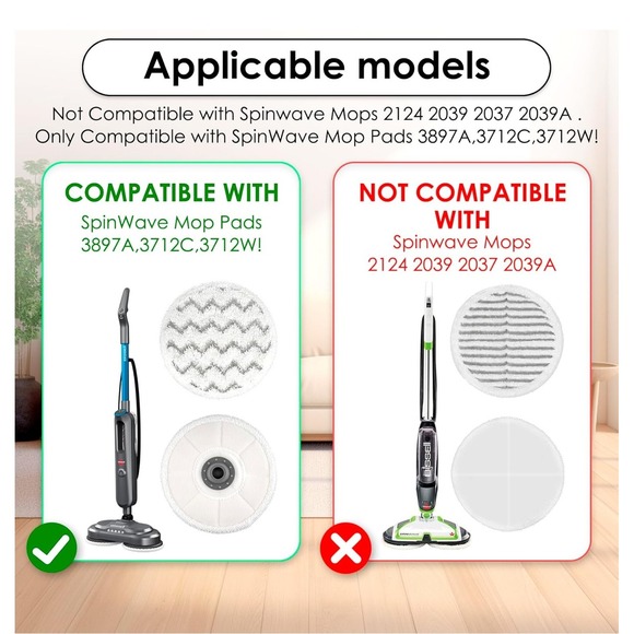 SpinWave‎ Mop Pads Replacement 12 Pack Compatible With 3897A, 3712C, 3712W - Picture 5 of 11